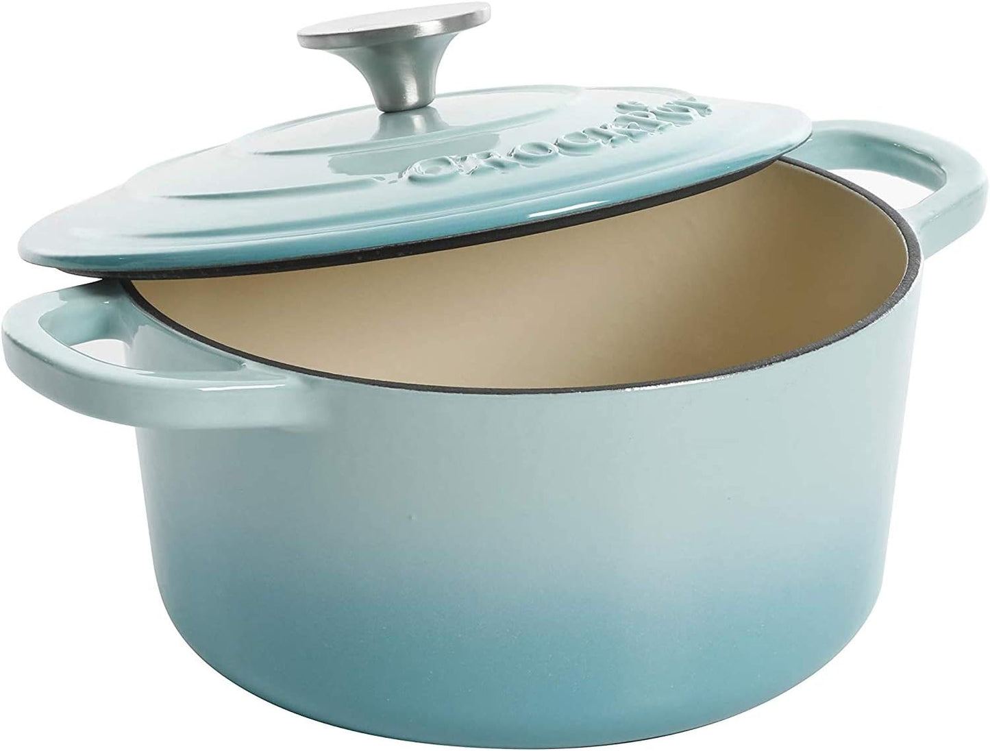 3 Quart Enameled Cast Iron Dutch Oven – Aqua - Curated Catalog O2